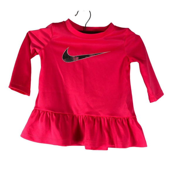 Nike 12M 12 Months Baby Girl Long Sleeve Shirt Top Dri Fit Tutu Bottom Swoosh - Picture 1 of 5